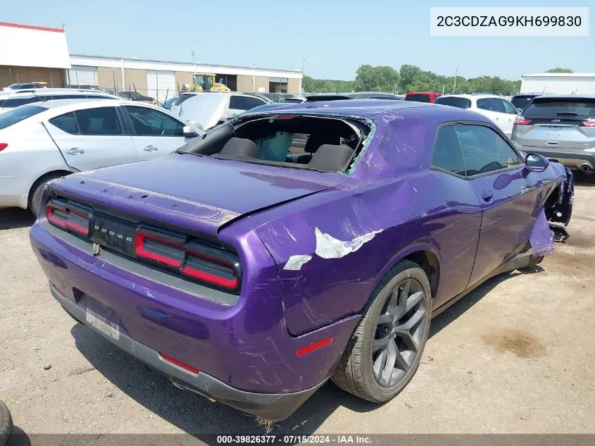 2019 Dodge Challenger Sxt VIN: 2C3CDZAG9KH699830 Lot: 39826377