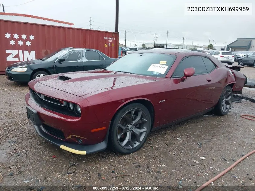 2019 Dodge Challenger R/T VIN: 2C3CDZBTXKH699959 Lot: 39932259