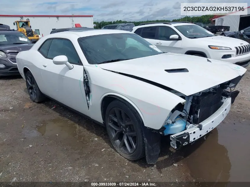 2019 Dodge Challenger Sxt VIN: 2C3CDZAG2KH537196 Lot: 39933809