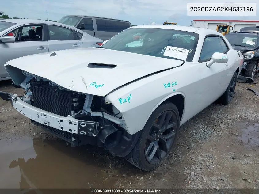 2019 Dodge Challenger Sxt VIN: 2C3CDZAG2KH537196 Lot: 39933809