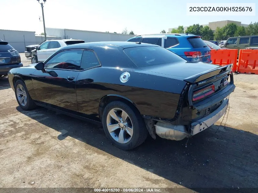 2019 Dodge Challenger Sxt VIN: 2C3CDZAG0KH525676 Lot: 40015280