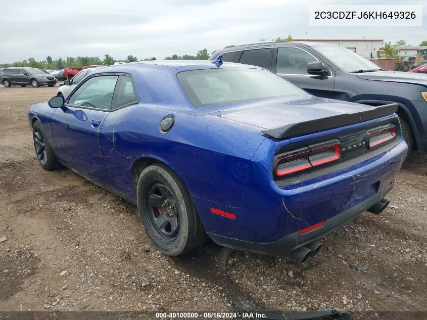 2019 Dodge Challenger R/T Scat Pack VIN: 2C3CDZFJ6KH649326 Lot: 40100500