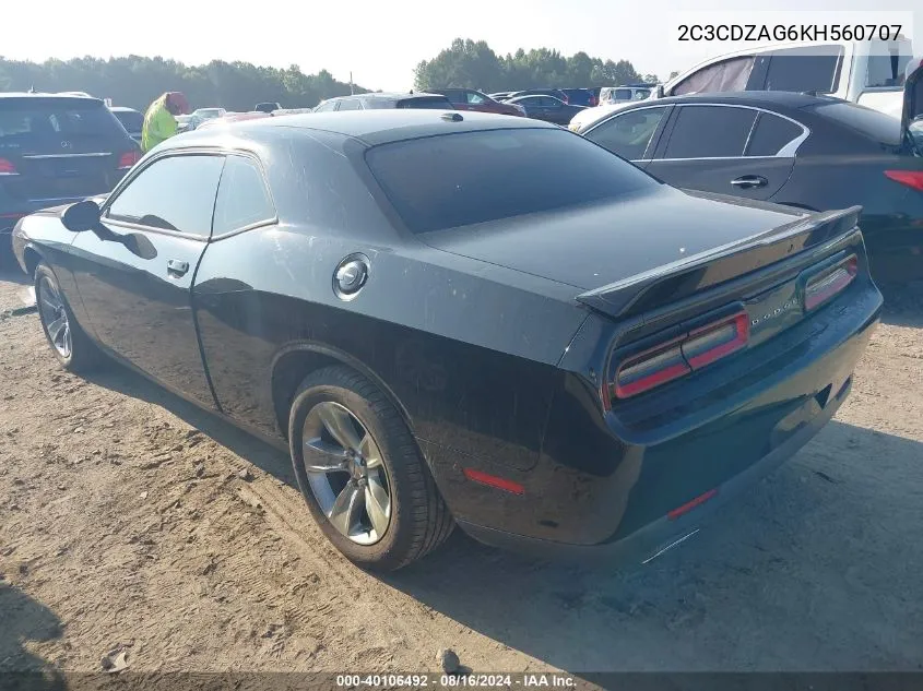 2C3CDZAG6KH560707 2019 Dodge Challenger Sxt