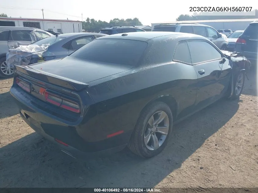 2C3CDZAG6KH560707 2019 Dodge Challenger Sxt