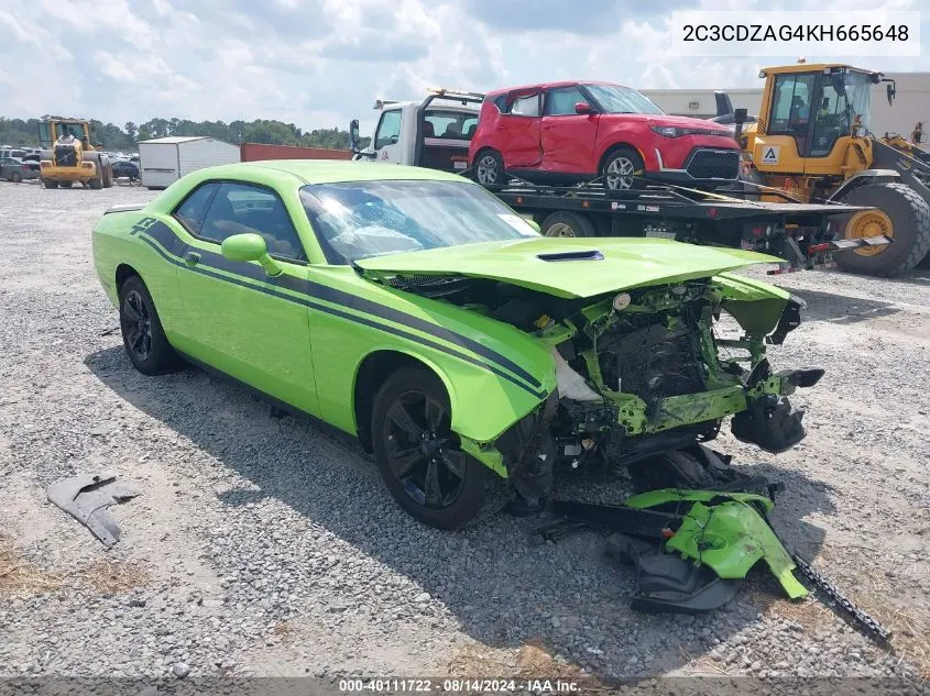 2019 Dodge Challenger Sxt VIN: 2C3CDZAG4KH665648 Lot: 40111722