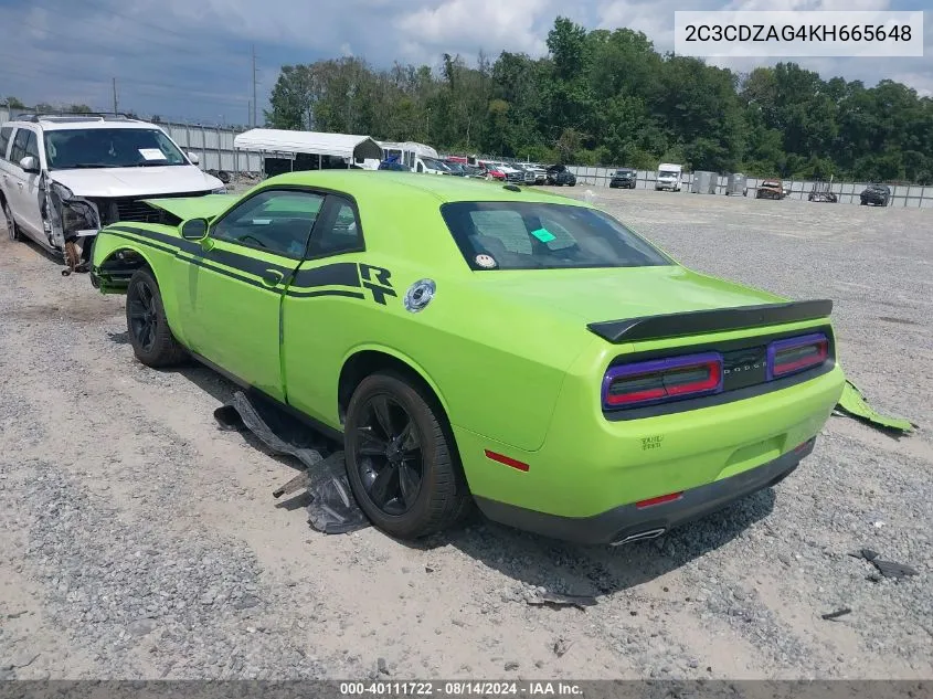 2019 Dodge Challenger Sxt VIN: 2C3CDZAG4KH665648 Lot: 40111722