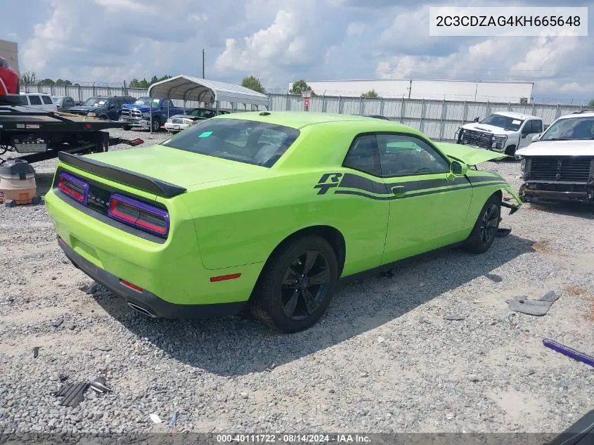 2C3CDZAG4KH665648 2019 Dodge Challenger Sxt