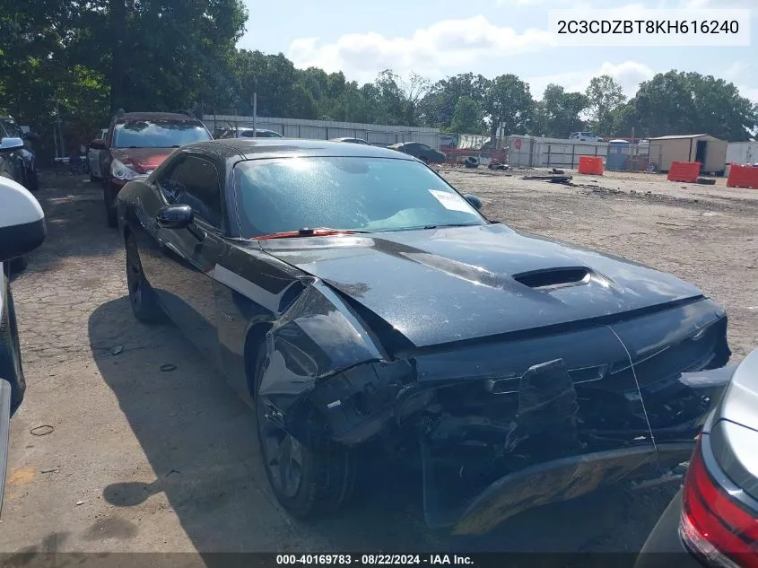 2019 Dodge Challenger R/T VIN: 2C3CDZBT8KH616240 Lot: 40169783