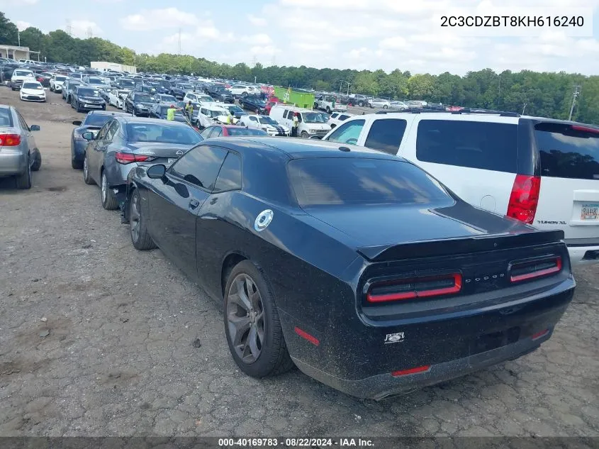 2019 Dodge Challenger R/T VIN: 2C3CDZBT8KH616240 Lot: 40169783