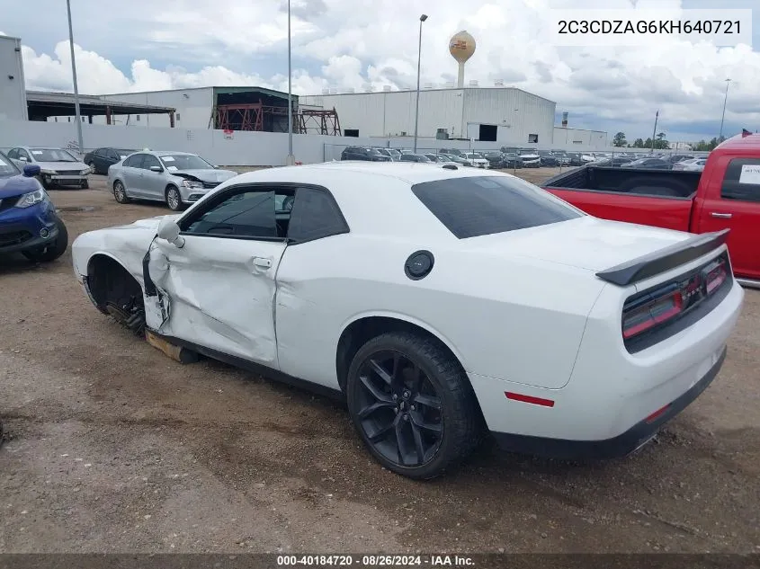 2019 Dodge Challenger Sxt VIN: 2C3CDZAG6KH640721 Lot: 40184720