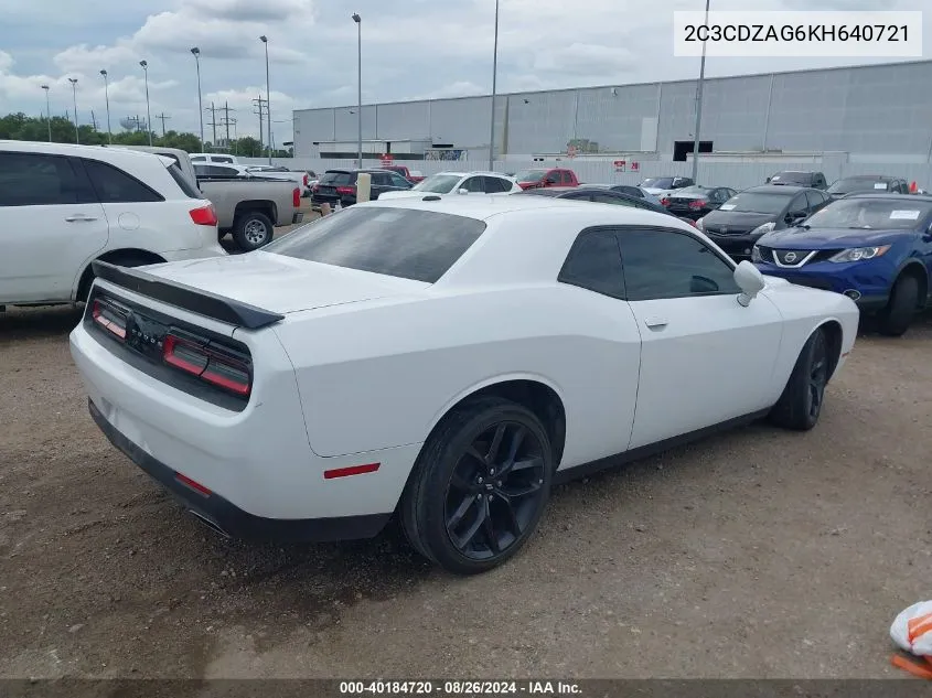 2019 Dodge Challenger Sxt VIN: 2C3CDZAG6KH640721 Lot: 40184720