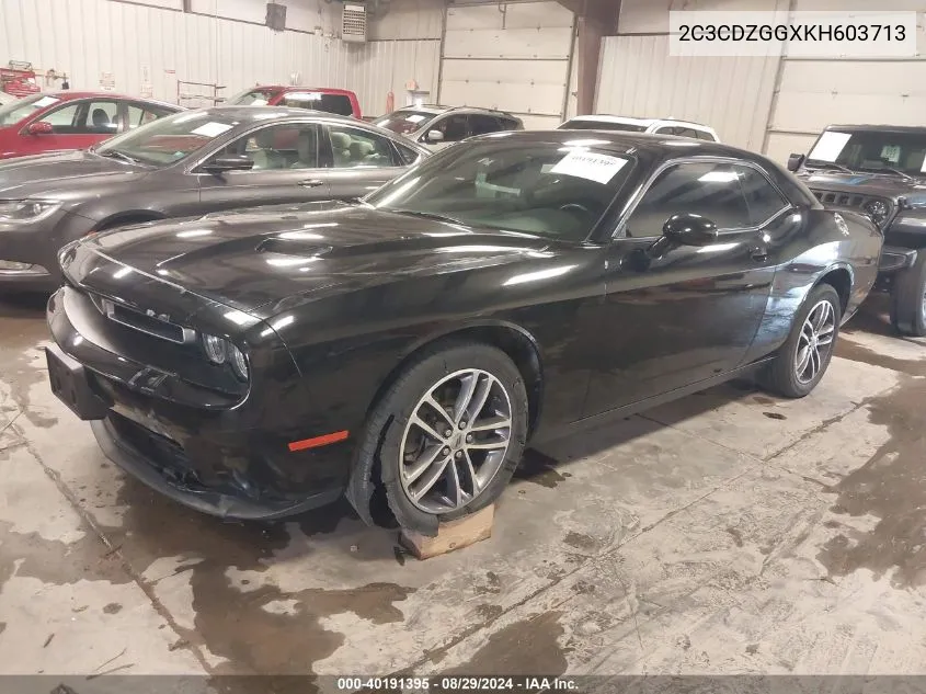 2019 Dodge Challenger Sxt Awd VIN: 2C3CDZGGXKH603713 Lot: 40191395