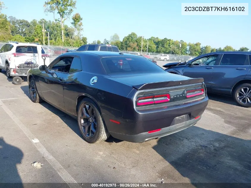 2019 Dodge Challenger R/T VIN: 2C3CDZBT7KH616102 Lot: 40192975