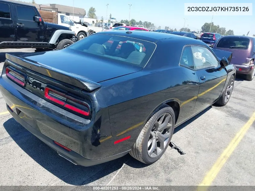 2019 Dodge Challenger Gt VIN: 2C3CDZJG7KH735126 Lot: 40201253