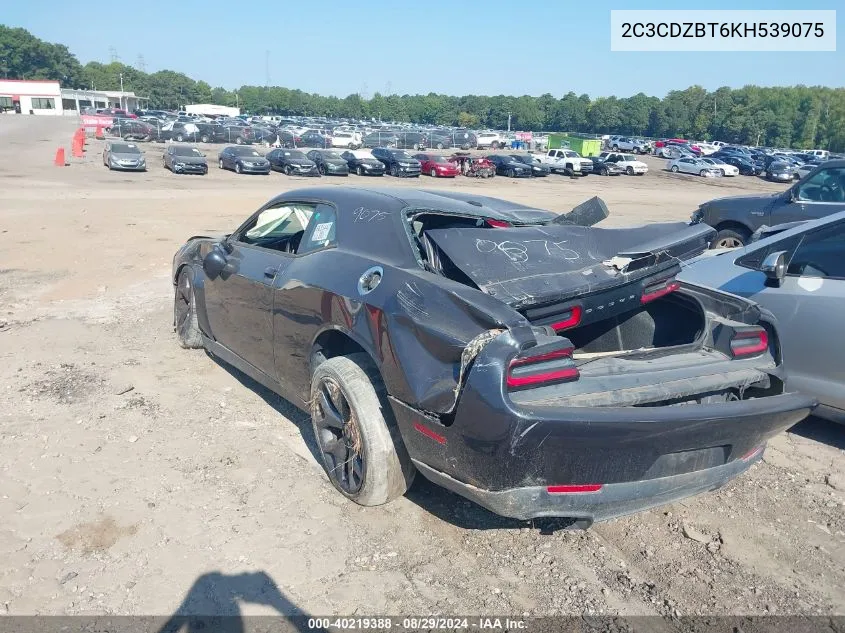 2019 Dodge Challenger R/T VIN: 2C3CDZBT6KH539075 Lot: 40219388