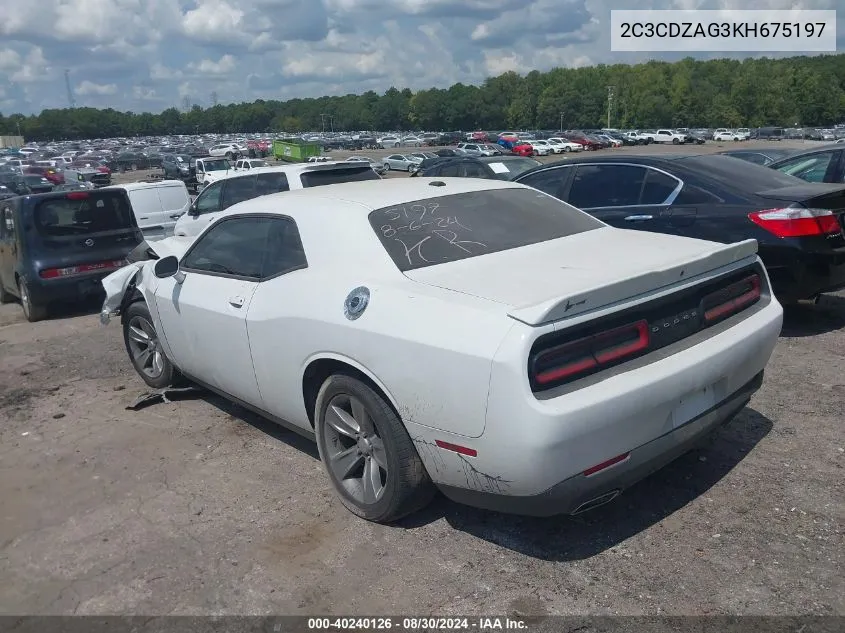 2C3CDZAG3KH675197 2019 Dodge Challenger Sxt