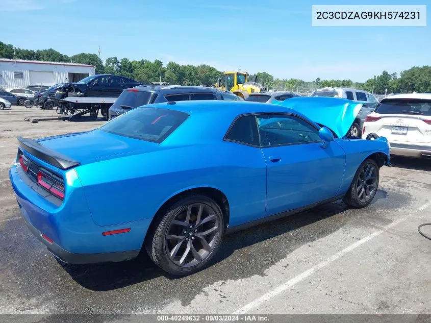 2019 Dodge Challenger Sxt VIN: 2C3CDZAG9KH574231 Lot: 40249632