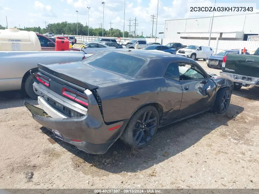 2019 Dodge Challenger Sxt VIN: 2C3CDZAG3KH737343 Lot: 40287597