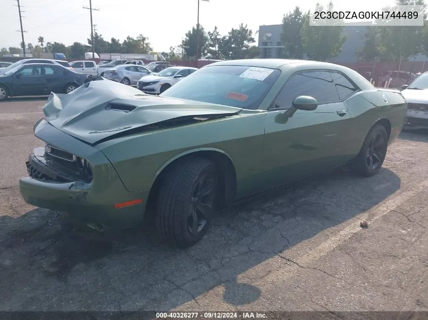 2019 Dodge Challenger Sxt VIN: 2C3CDZAG0KH744489 Lot: 40326277