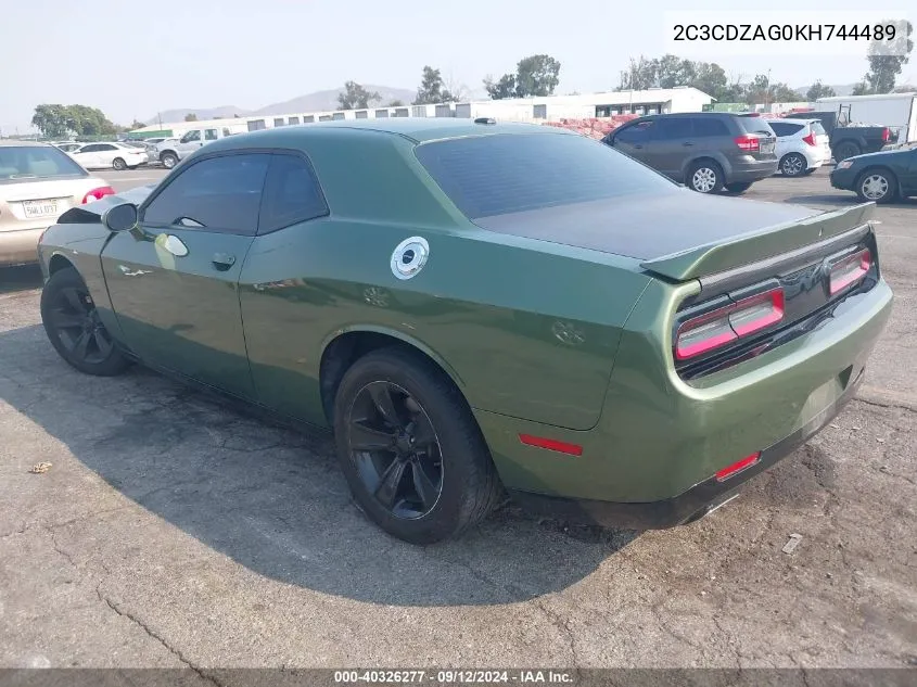 2019 Dodge Challenger Sxt VIN: 2C3CDZAG0KH744489 Lot: 40326277