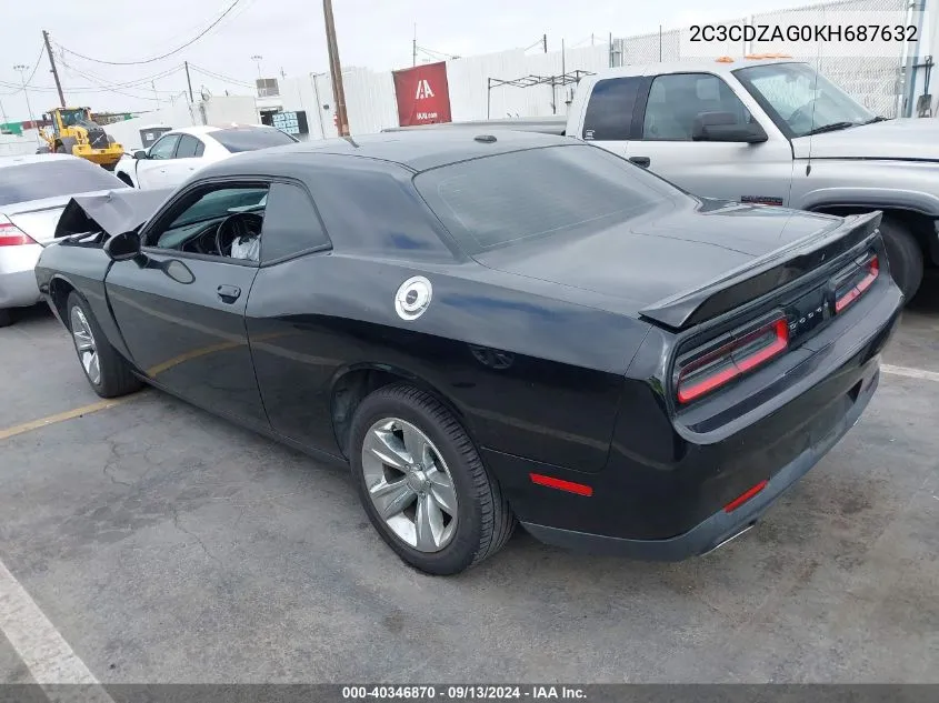 2019 Dodge Challenger Sxt VIN: 2C3CDZAG0KH687632 Lot: 40346870