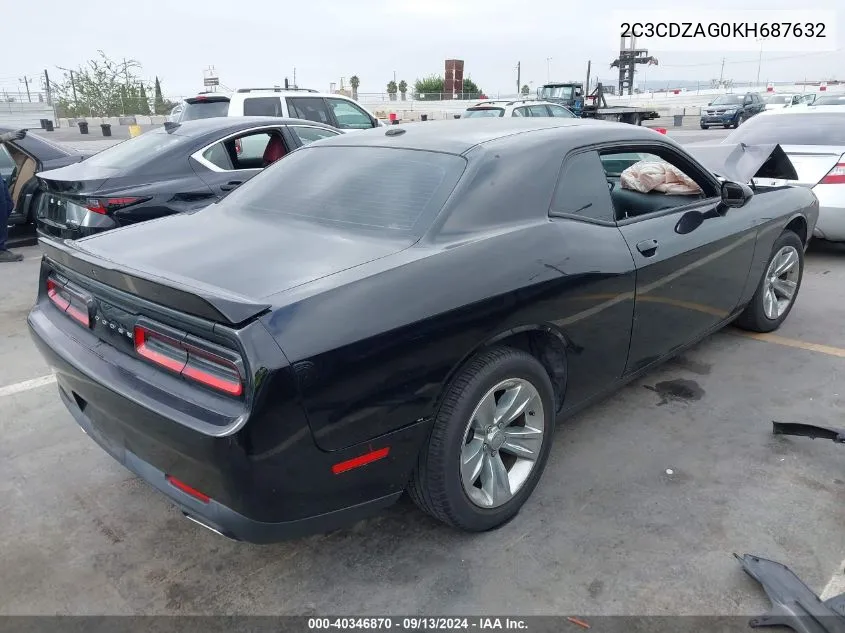 2019 Dodge Challenger Sxt VIN: 2C3CDZAG0KH687632 Lot: 40346870