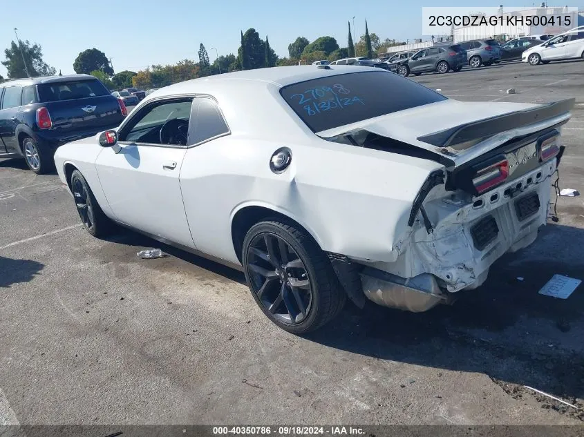 2019 Dodge Challenger Sxt VIN: 2C3CDZAG1KH500415 Lot: 40350786