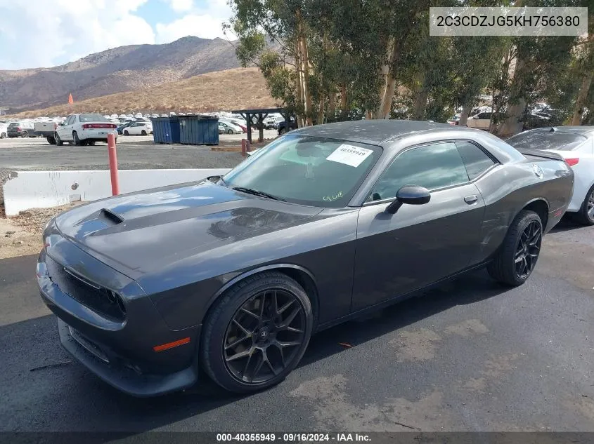 2019 Dodge Challenger Gt VIN: 2C3CDZJG5KH756380 Lot: 40355949