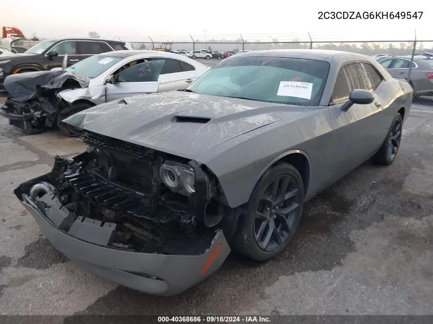 2019 Dodge Challenger Sxt VIN: 2C3CDZAG6KH649547 Lot: 40368686