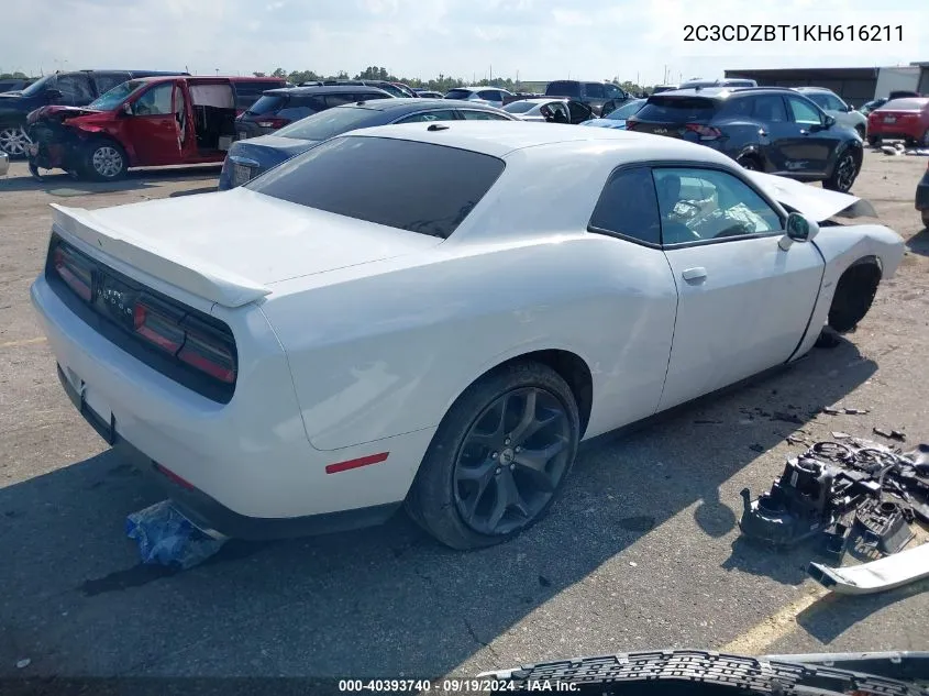 2019 Dodge Challenger R/T VIN: 2C3CDZBT1KH616211 Lot: 40393740