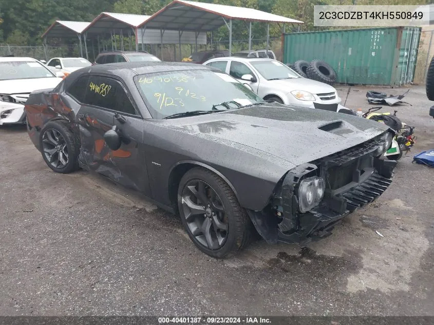 2019 Dodge Challenger R/T VIN: 2C3CDZBT4KH550849 Lot: 40401387