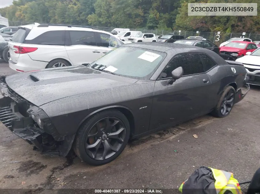 2019 Dodge Challenger R/T VIN: 2C3CDZBT4KH550849 Lot: 40401387