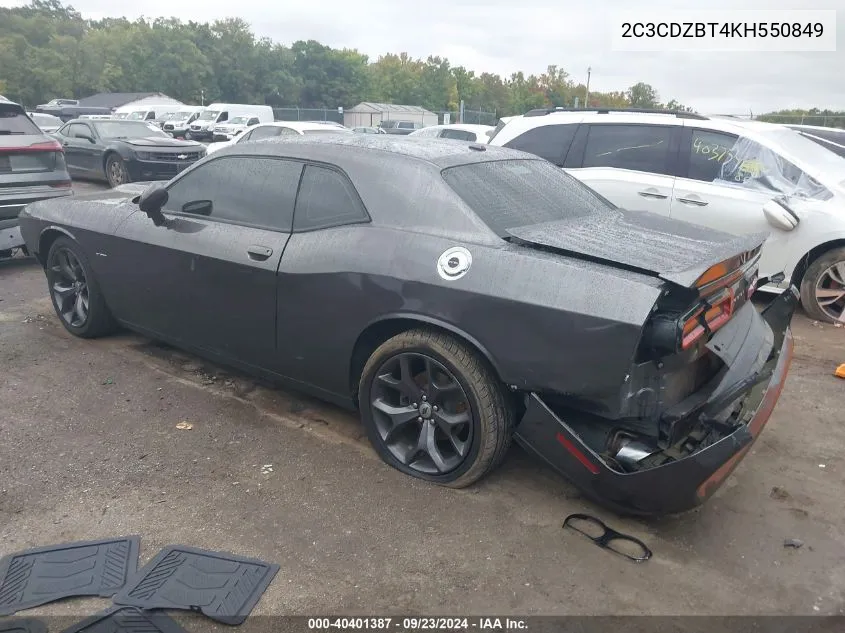 2019 Dodge Challenger R/T VIN: 2C3CDZBT4KH550849 Lot: 40401387