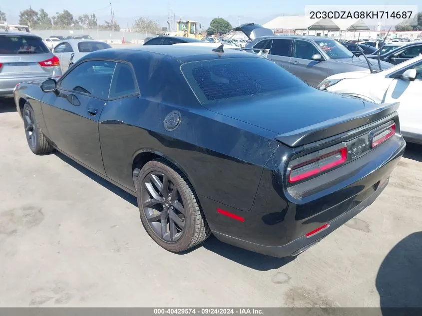 2019 Dodge Challenger Sxt VIN: 2C3CDZAG8KH714687 Lot: 40429574