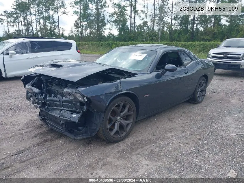 2019 Dodge Challenger R/T VIN: 2C3CDZBT9KH551009 Lot: 40439596