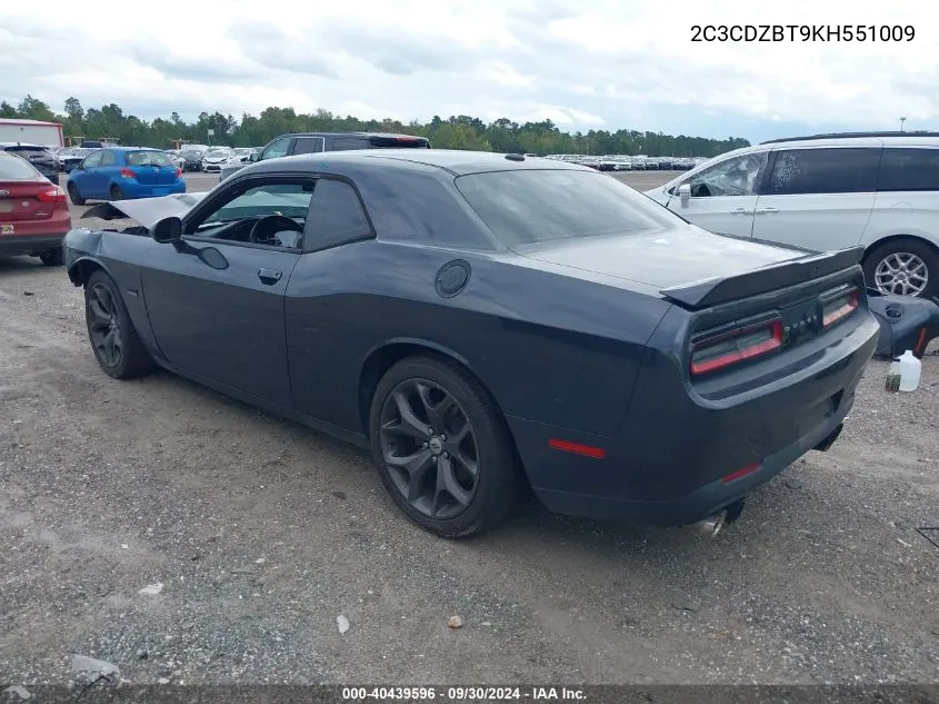 2019 Dodge Challenger R/T VIN: 2C3CDZBT9KH551009 Lot: 40439596