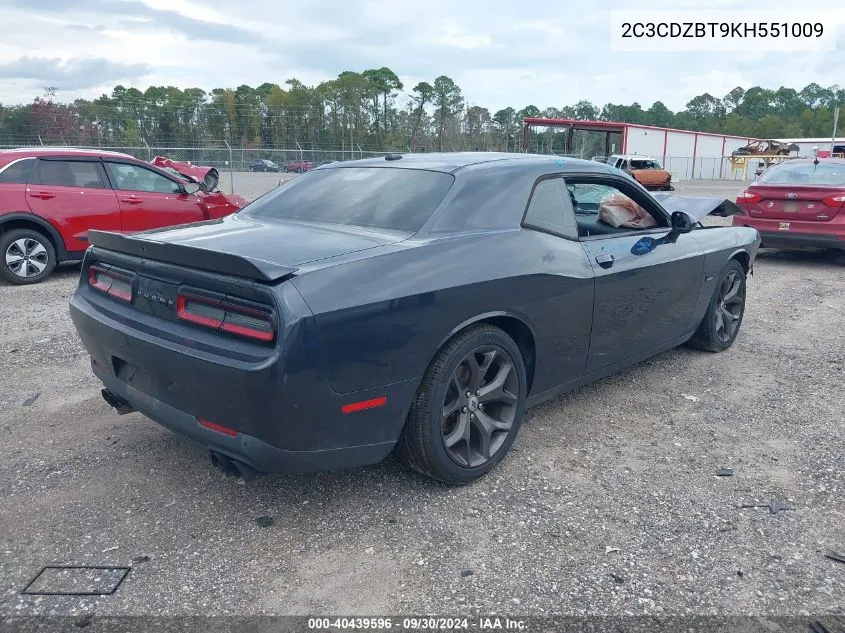 2019 Dodge Challenger R/T VIN: 2C3CDZBT9KH551009 Lot: 40439596