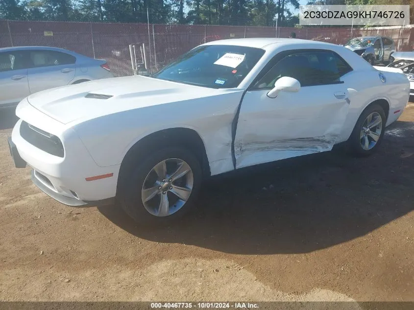 2019 Dodge Challenger Sxt VIN: 2C3CDZAG9KH746726 Lot: 40467735