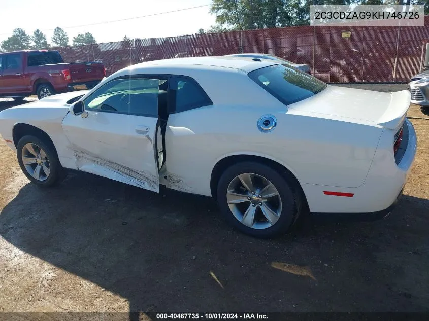 2019 Dodge Challenger Sxt VIN: 2C3CDZAG9KH746726 Lot: 40467735