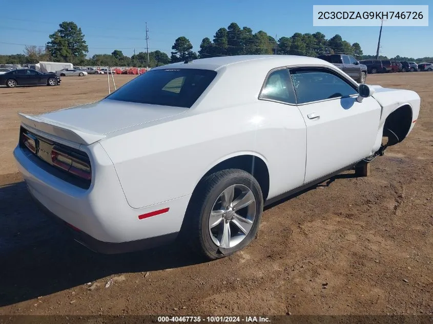 2019 Dodge Challenger Sxt VIN: 2C3CDZAG9KH746726 Lot: 40467735