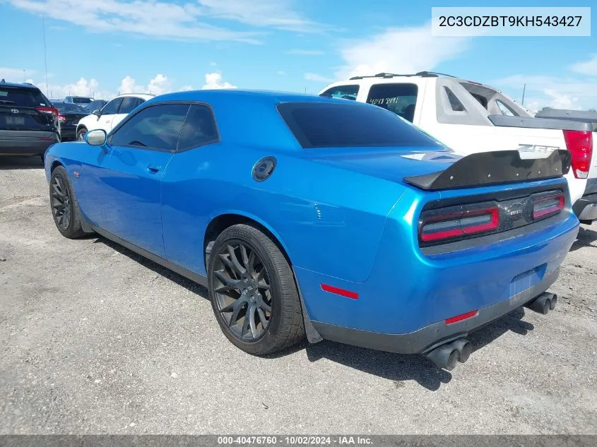 2019 Dodge Challenger R/T VIN: 2C3CDZBT9KH543427 Lot: 40476760