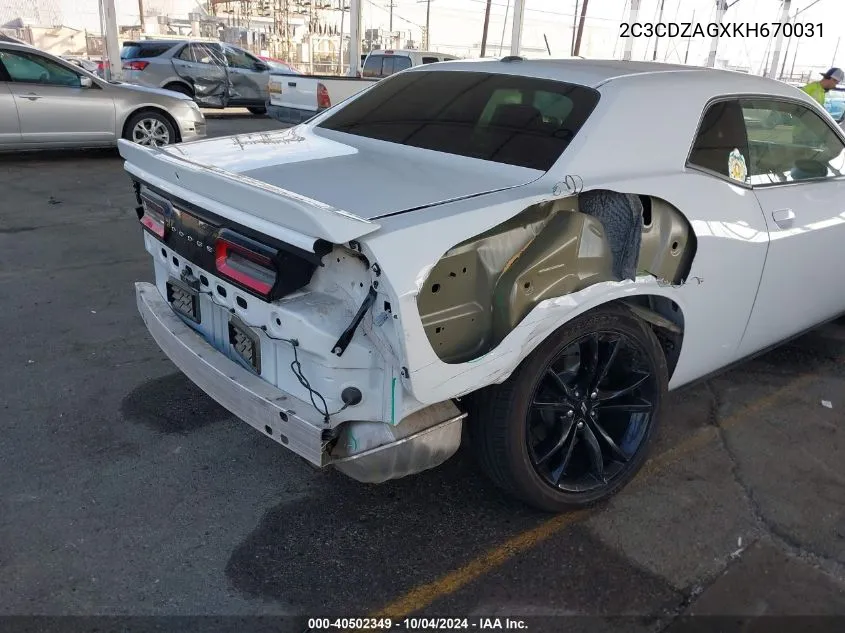 2019 Dodge Challenger Sxt VIN: 2C3CDZAGXKH670031 Lot: 40502349