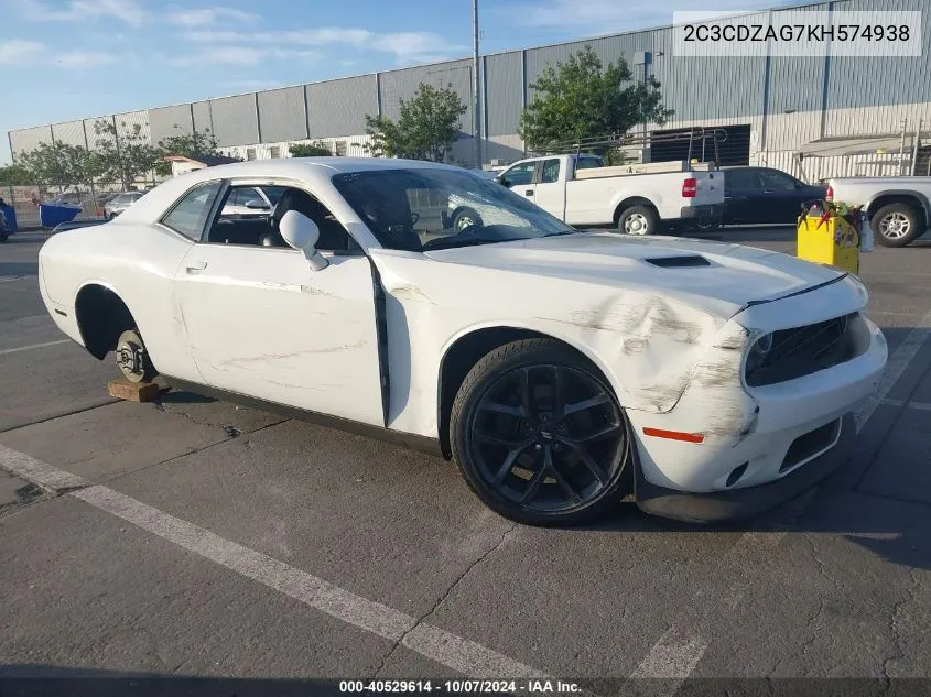 2019 Dodge Challenger Sxt VIN: 2C3CDZAG7KH574938 Lot: 40529614