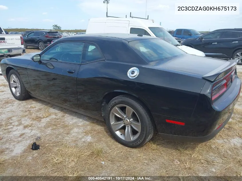 2019 Dodge Challenger Sxt VIN: 2C3CDZAG0KH675173 Lot: 40542191