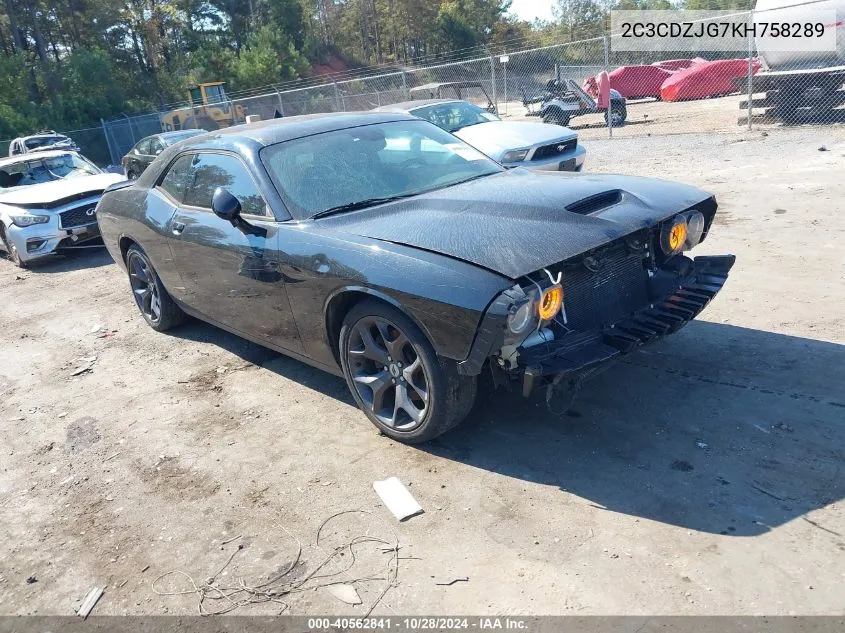 2019 Dodge Challenger Gt VIN: 2C3CDZJG7KH758289 Lot: 40562841