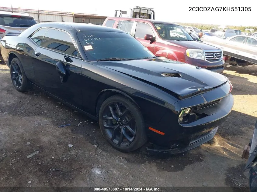 2019 Dodge Challenger Sxt VIN: 2C3CDZAG7KH551305 Lot: 40573807