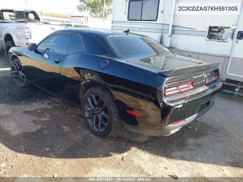 2019 Dodge Challenger Sxt VIN: 2C3CDZAG7KH551305 Lot: 40573807