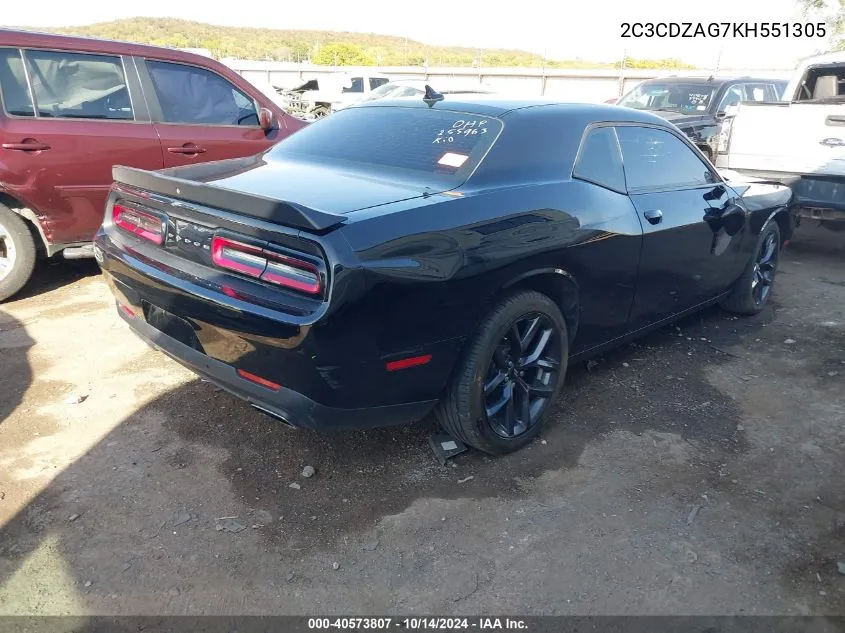 2019 Dodge Challenger Sxt VIN: 2C3CDZAG7KH551305 Lot: 40573807