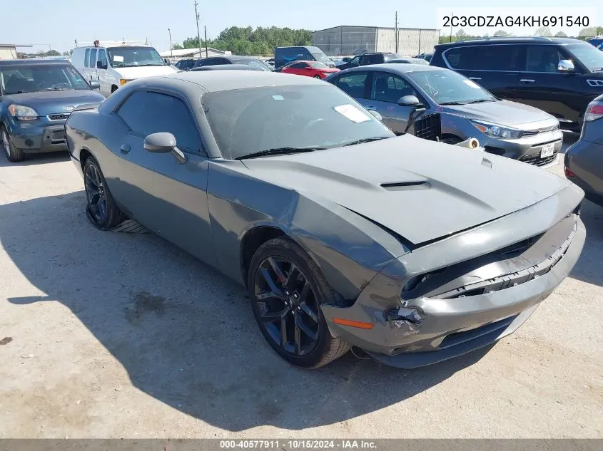 2019 Dodge Challenger Sxt VIN: 2C3CDZAG4KH691540 Lot: 40577911