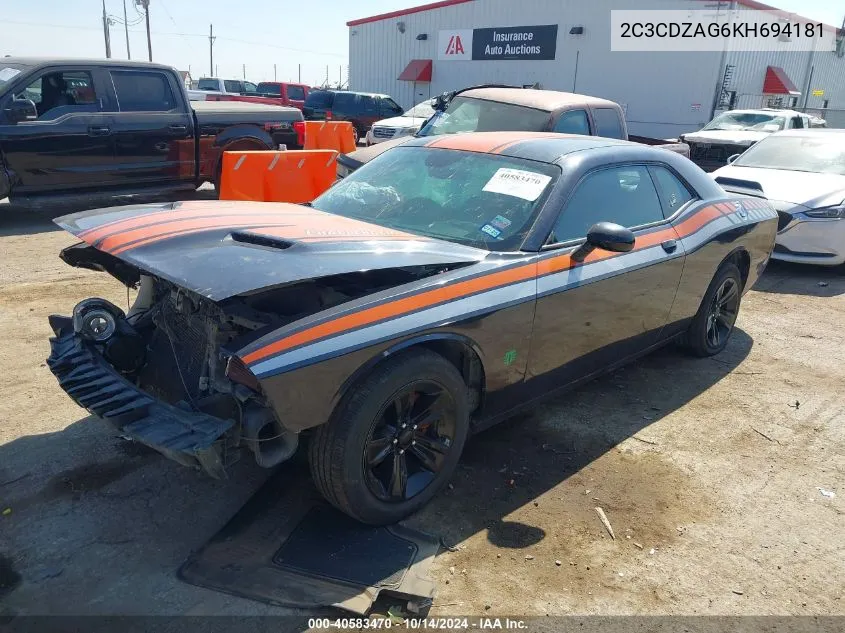 2019 Dodge Challenger Sxt VIN: 2C3CDZAG6KH694181 Lot: 40583470